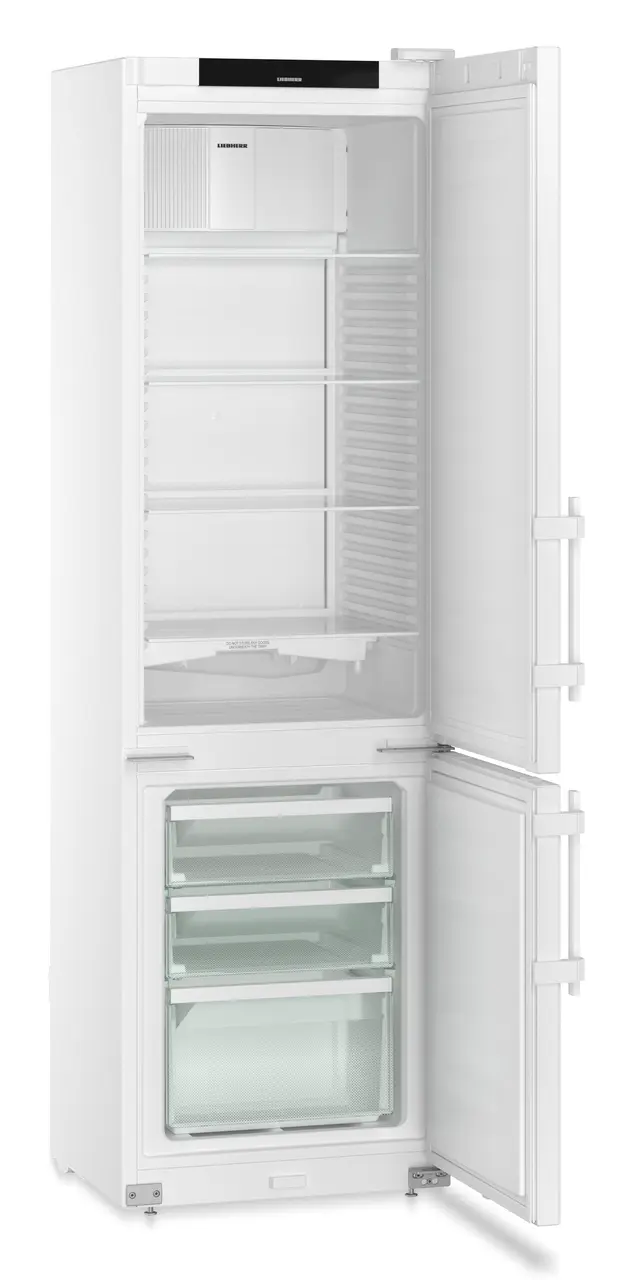 Product image, Perspective: oblique open empty, Laboratory fridge-freezer with SmartFrost, Casing colour: white, Door co