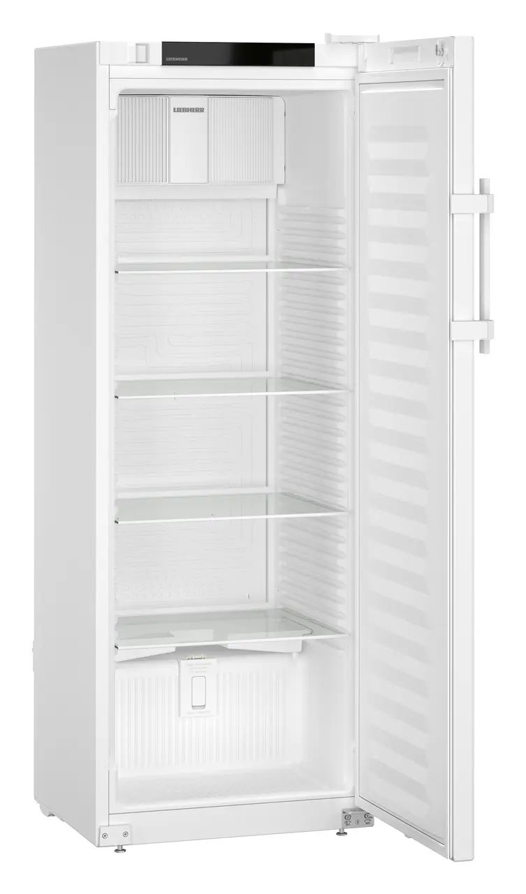 Product image, Perspective: oblique open empty, Laboratory refrigerator with convection cooling and an interior free of