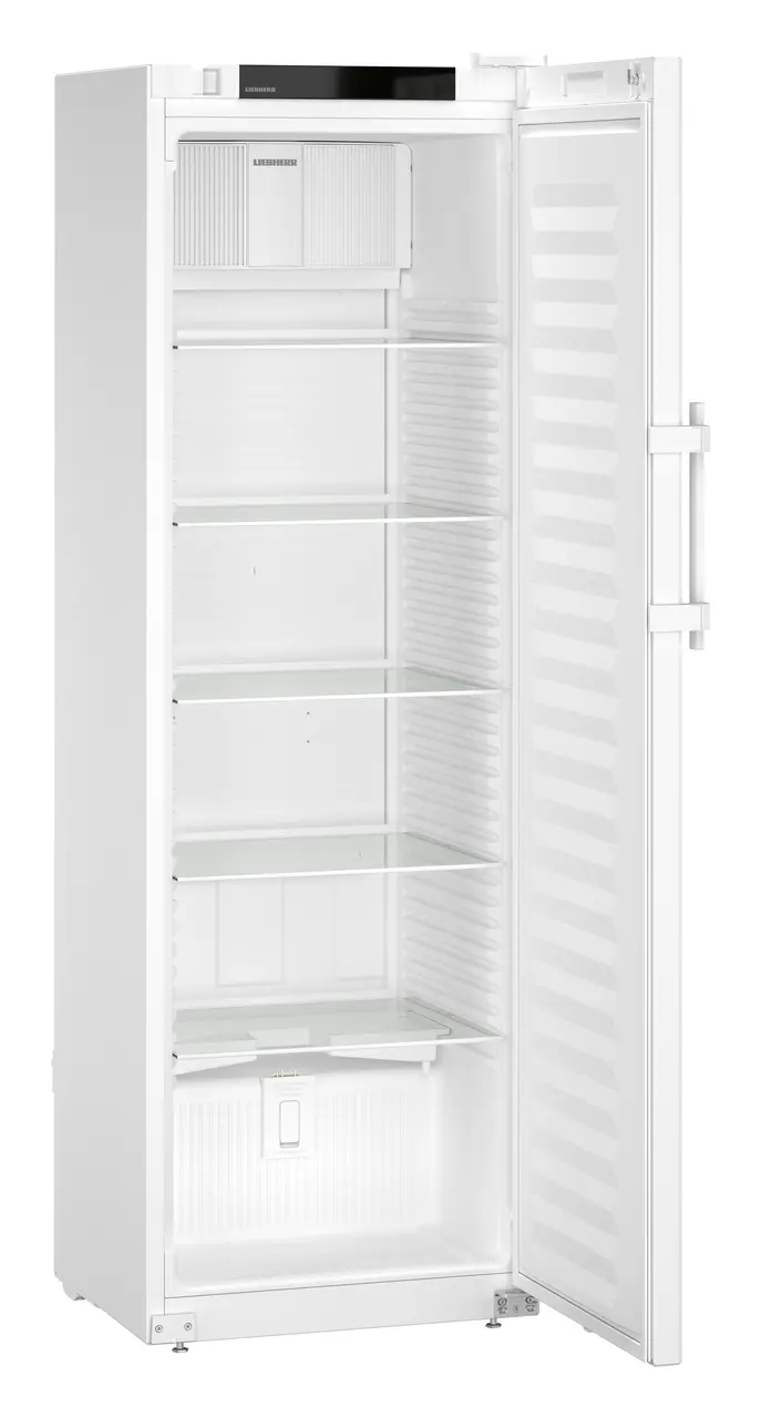 Product image, Perspective: oblique open empty, Laboratory refrigerator with convection cooling and an interior free of