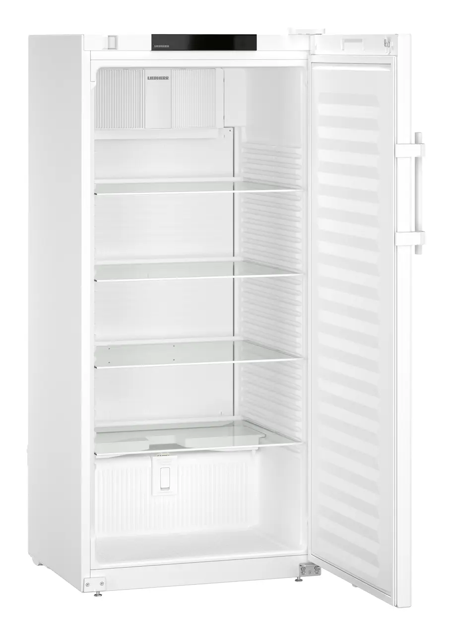 Product image, Perspective: oblique open empty, Laboratory refrigerator with convection cooling and an interior free of