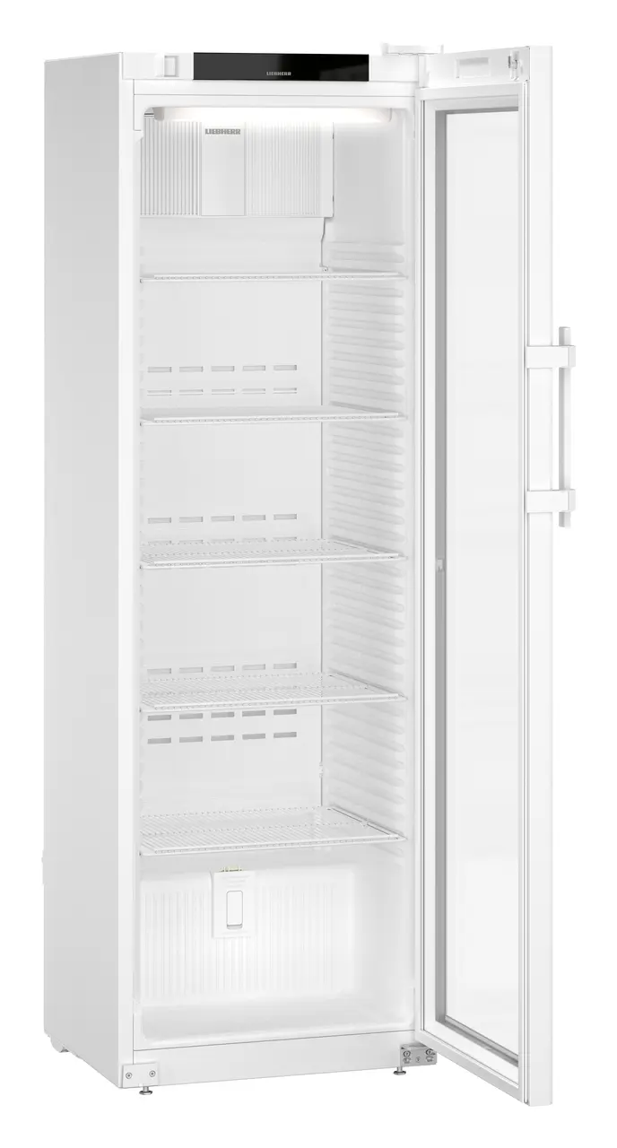 Product image, Perspective: oblique open empty, Laboratory refrigerator with convection cooling, Casing colour: white, D