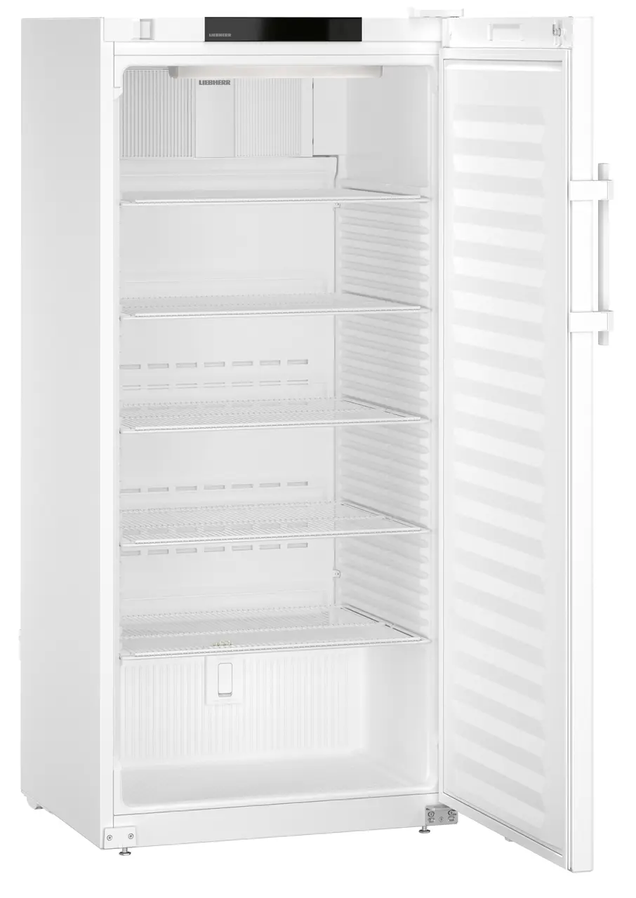 Product image, Perspective: oblique open empty, Laboratory refrigerator with convection cooling, Casing colour: white, D
