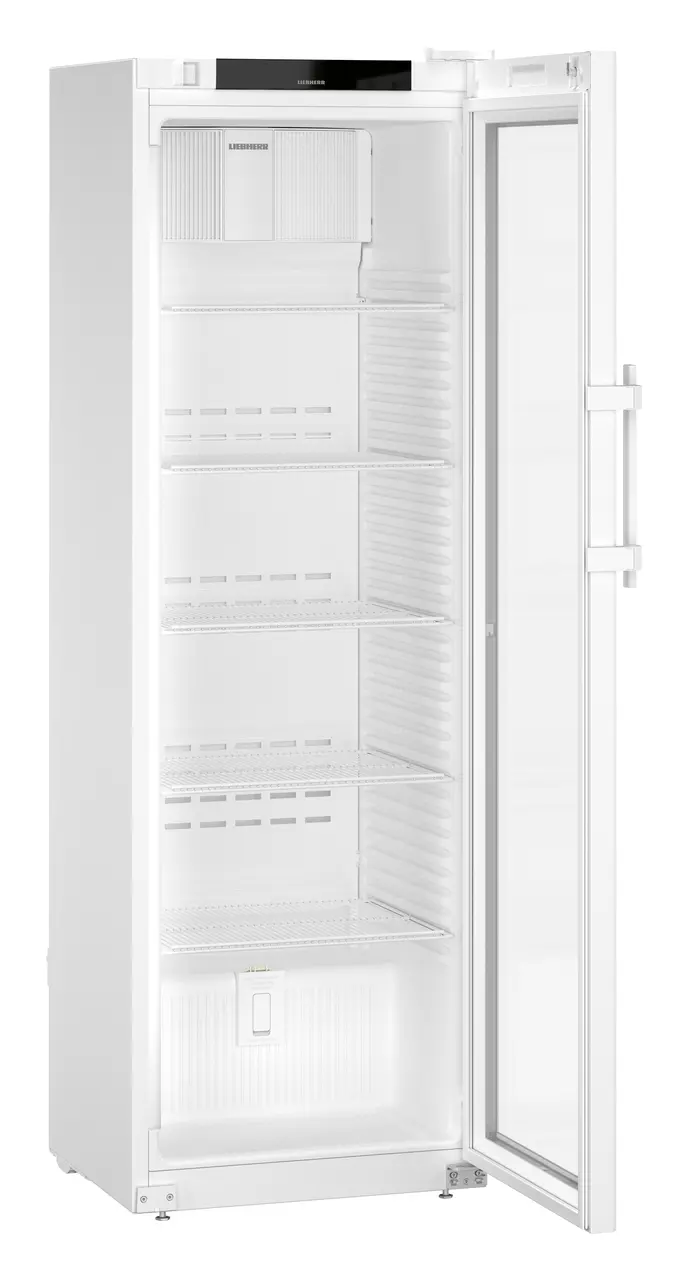 Product image, Perspective: oblique open empty, Laboratory refrigerator with convection cooling, Casing colour: white, D
