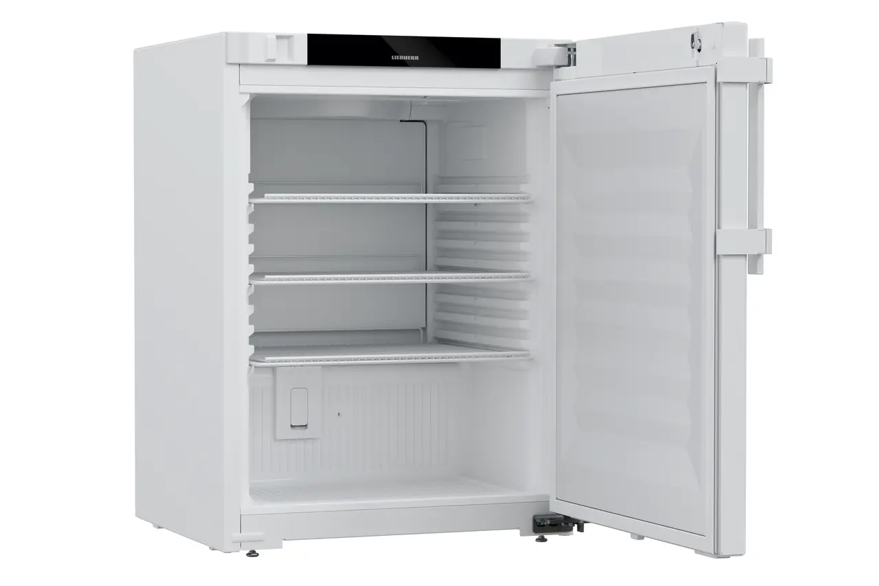 Product image, Perspective: oblique open empty, Laboratory refrigerator with convection cooling, Casing colour: white, D
