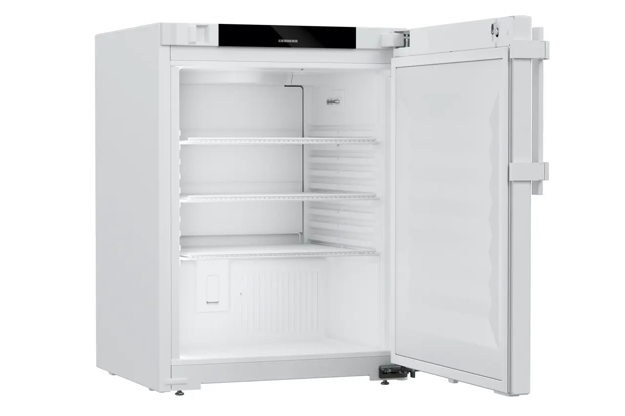 Product image, Perspective: oblique open empty, Laboratory refrigerator with convection cooling, Casing colour: white, D