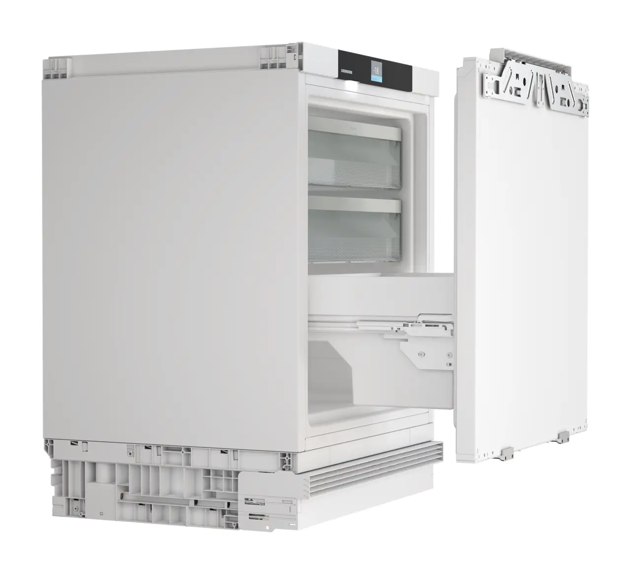 Product image, Perspective: oblique open empty, Freezer suitable for undercounter installation with NoFrost